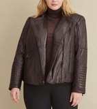 Plus Size Quilted Leather Moto Jacket