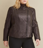 Plus Size Quilted Leather Moto Jacket