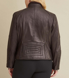 Plus Size Quilted Leather Moto Jacket