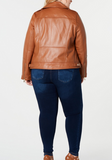 Plus Size Asymmetrical Leather Moto Jacket