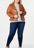 Plus Size Asymmetrical Leather Moto Jacket
