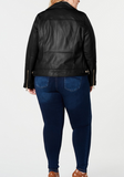 Plus Size Asymmetrical Leather Moto Jacket