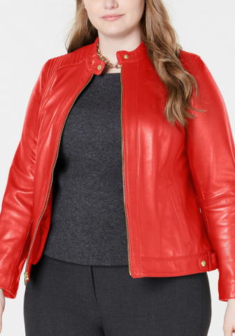 Plus Size Leather Moto Jacket