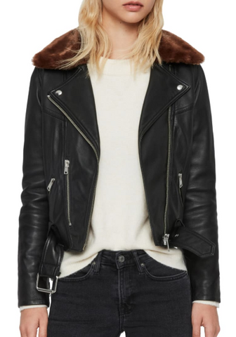 Rigby Lux Removable Faux Fur Collar Leather Biker Jacket