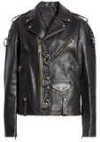 Ring Detail Refurbished Leather Moto Jacket