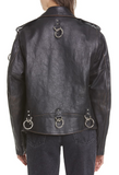 Ring Detail Refurbished Leather Moto Jacket