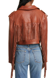 Sadie Fringe Crop Leather Moto Jacket