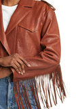 Sadie Fringe Crop Leather Moto Jacket