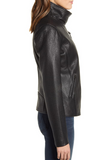 Sandy-N Lambskin Leather Moto Jacket