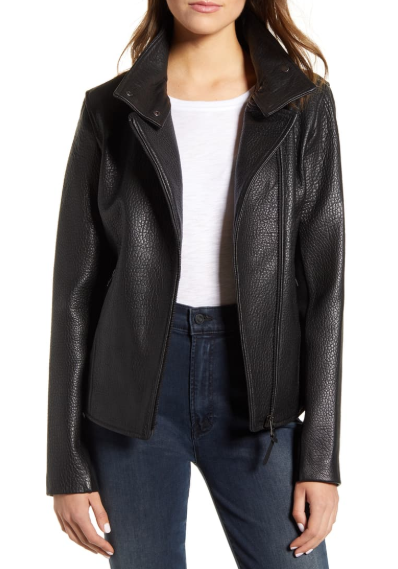 Sandy-N Lambskin Leather Moto Jacket
