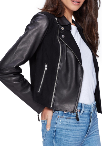 Silvie Leather & Suede Moto Jacket
