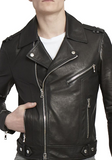 Stamped Leather Moto Jacket