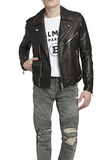 Stamped Leather Moto Jacket