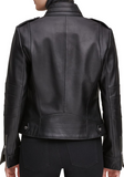 Stand Collar Leather Moto Jacket