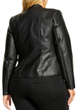 Topstitch Detail Faux Leather Biker Jacket
