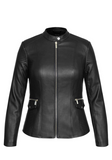 Topstitch Detail Faux Leather Biker Jacket