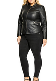 Topstitch Detail Faux Leather Biker Jacket