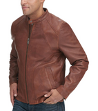 Vintage Multi Seam Snap Tab Leather Moto Jacket