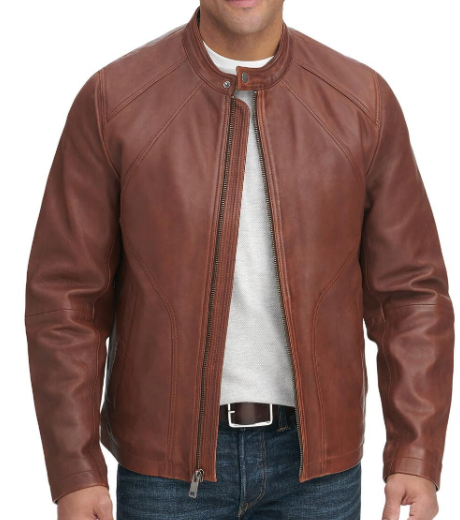 Vintage Multi Seam Snap Tab Leather Moto Jacket