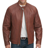 Vintage Multi Seam Snap Tab Leather Moto Jacket