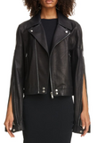 Zip Sleeve Leather Moto Jacket