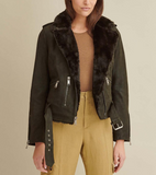 Zoe Moto Leather Jacket with Faux Fur