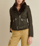 Zoe Moto Leather Jacket with Faux Fur